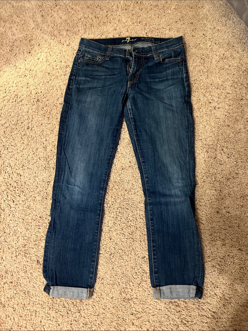 7 For All Mankind Dark Blue Boyfriend Jeans